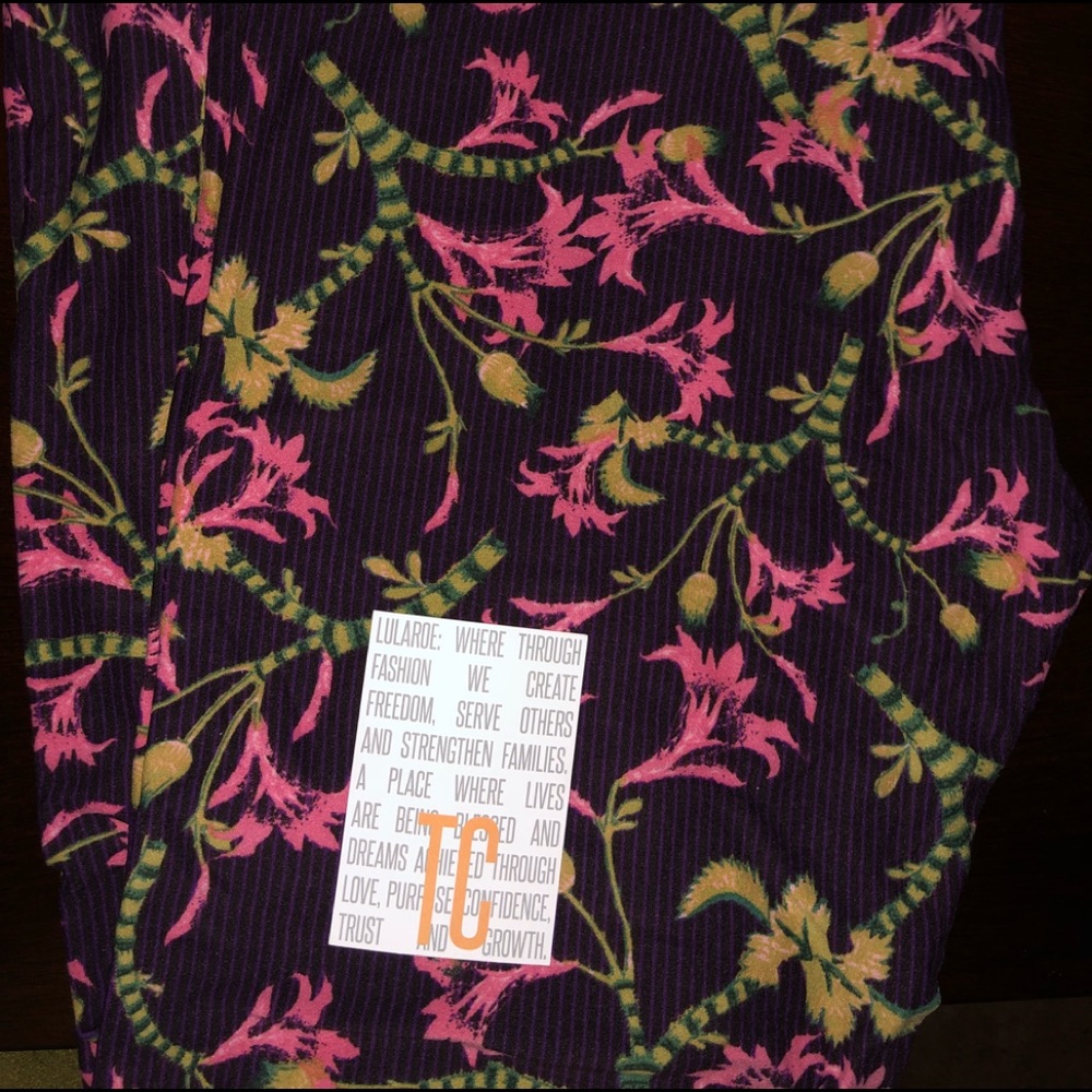 Lularoe Floral Pinstriped Leggings TC